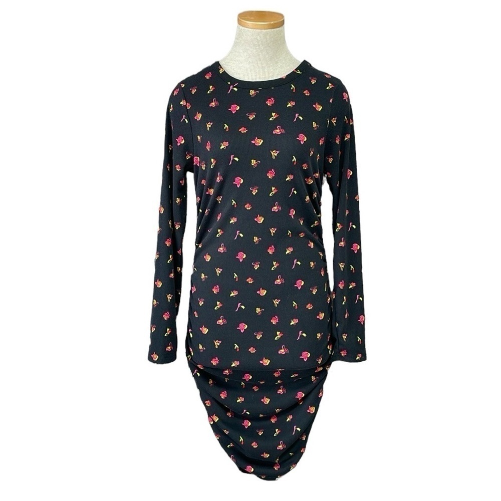 Abound Dress Women's M Medium Black Floral Martelo Long Sleeve Bodycon NWT